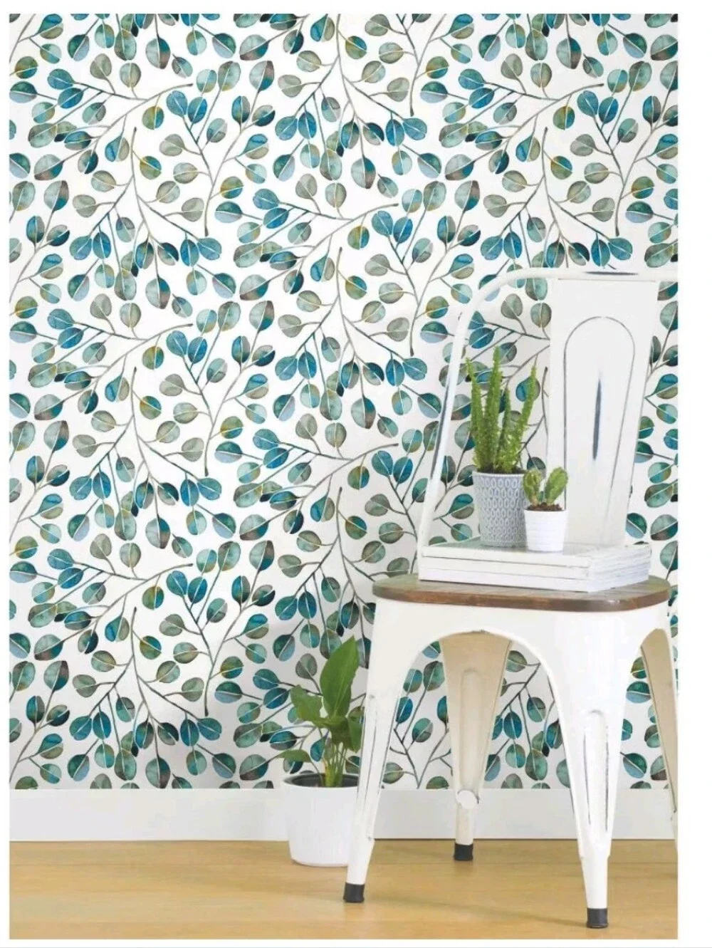 RoomMates Cat Coquillette Eucalyptus Peel and Stick Wallpaper Teal